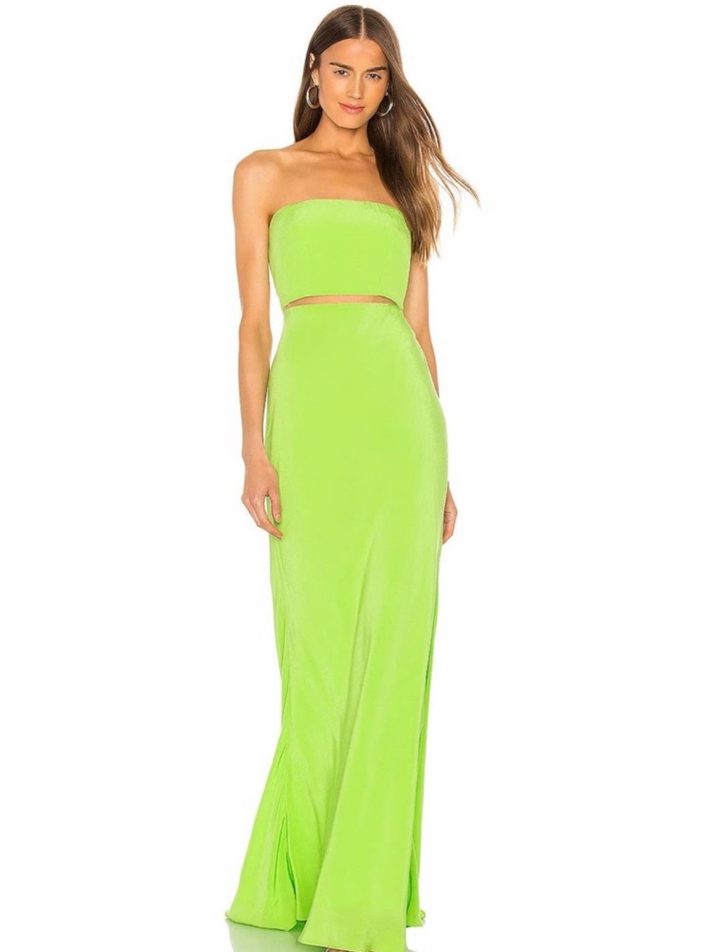 Lovers and Friends Strapless Neon Green Cutout Maxi Dress